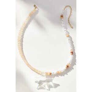 ANTHROPOLOGIE Starfish Pendant Beaded Necklace in Pink NWT